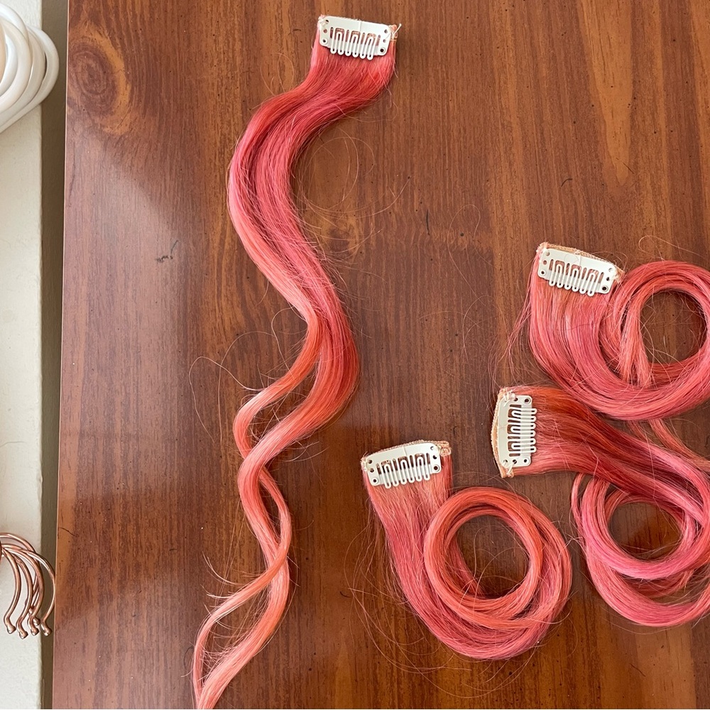 NEW 18” rose gold clip in hair